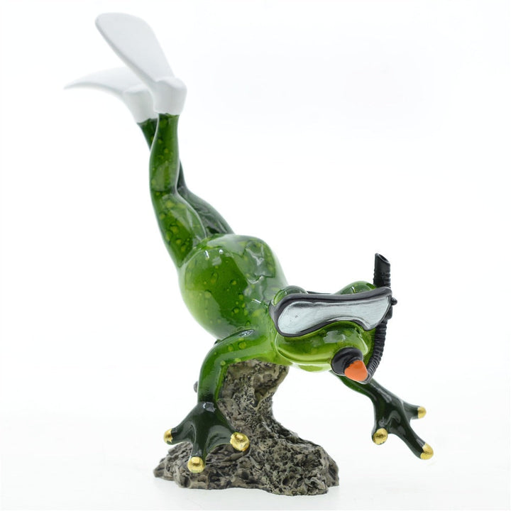Frog Diver Couple Resin Decoration For Playful Shelves