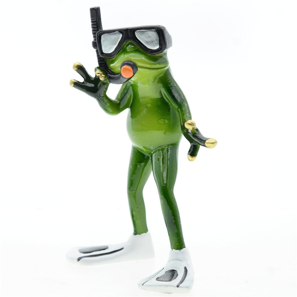 Frog Diver Couple Resin Decoration For Playful Shelves