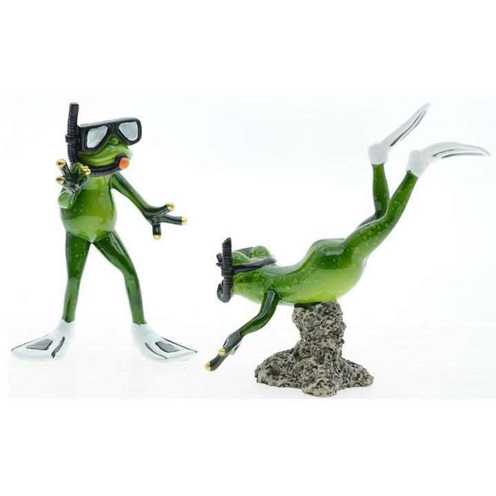 Frog Diver Couple Resin Decoration For Playful Shelves