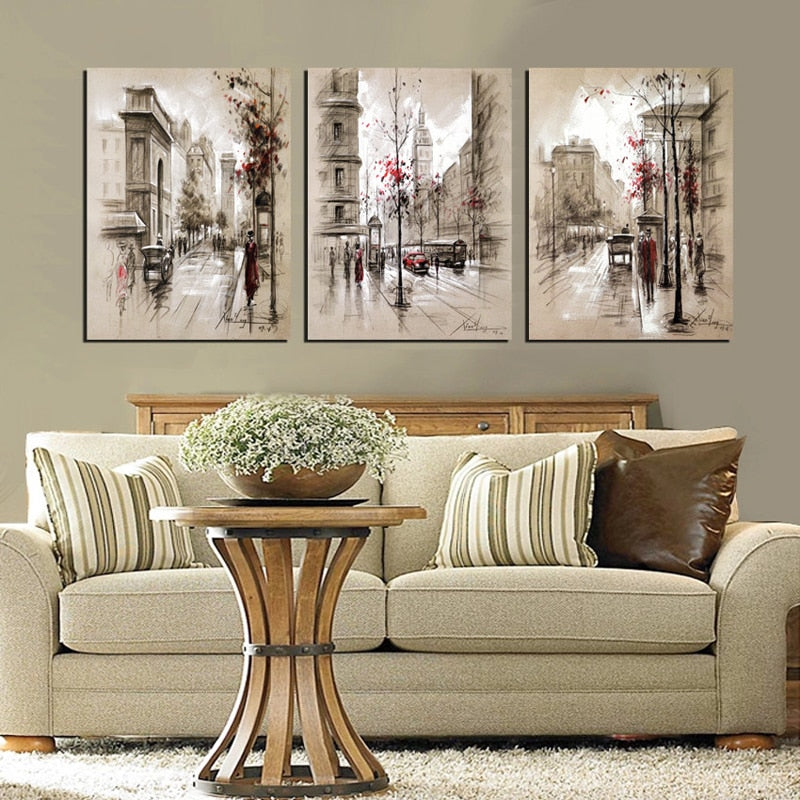 City Street Canvas Wall Art for Modern Living Rooms