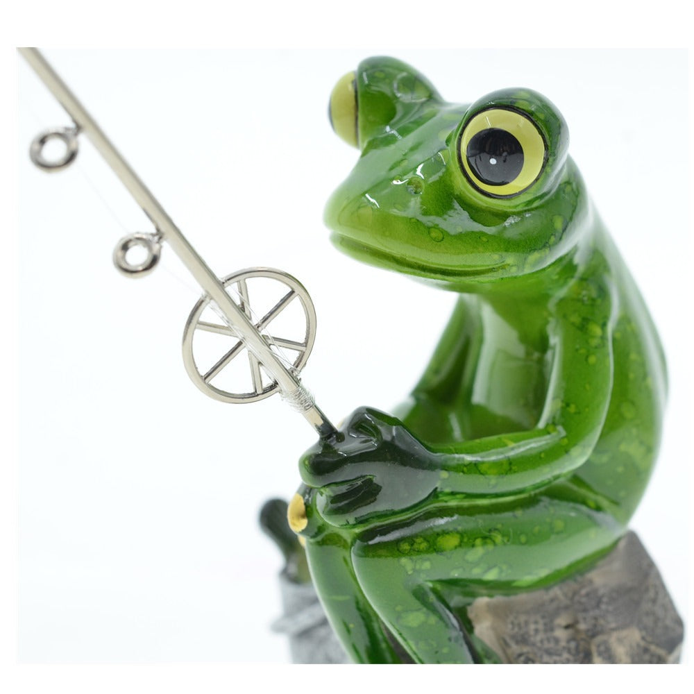 Fishing Frog Resin Ornaments for Whimsical Garden Décor