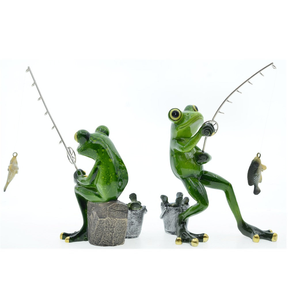 Fishing Frog Resin Ornaments for Whimsical Garden Décor