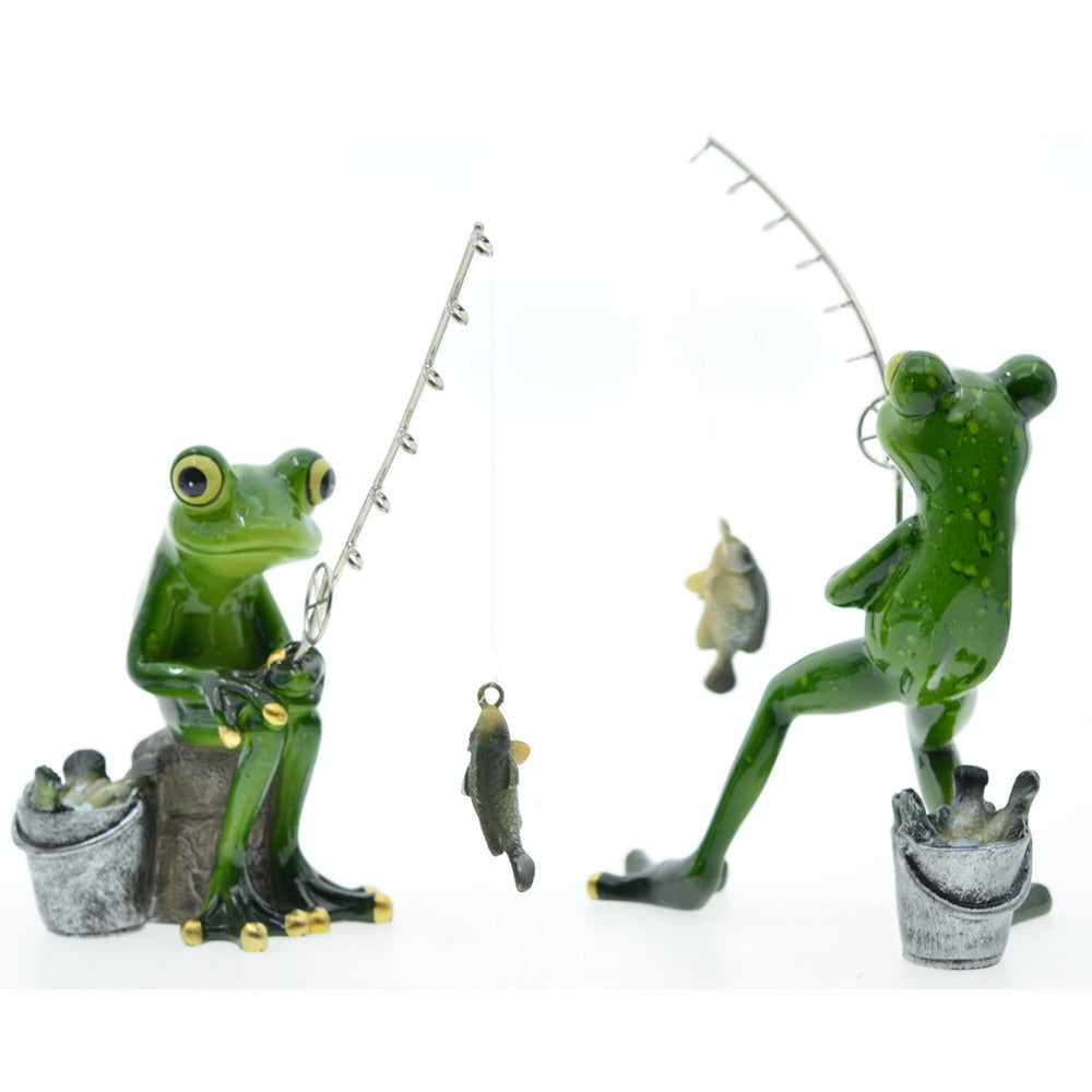Fishing Frog Resin Ornaments for Whimsical Garden Décor