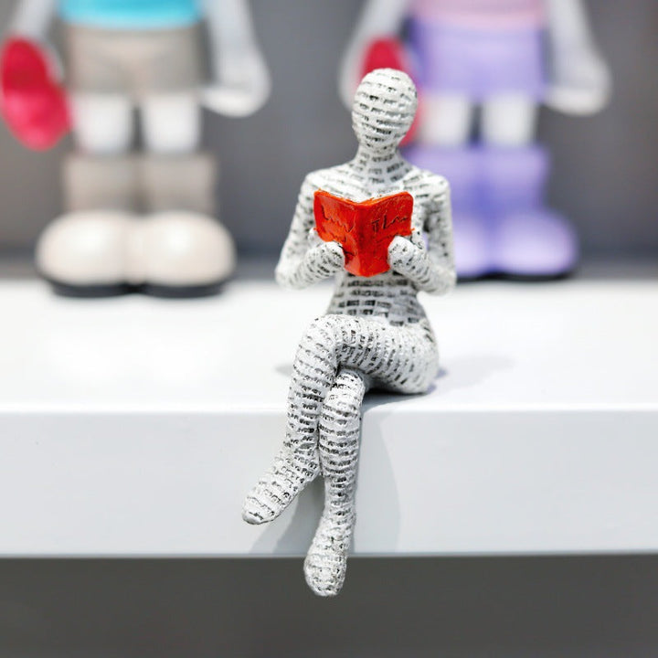 Reading Girl Resin Sculpture for Shelf & Tabletop Decor