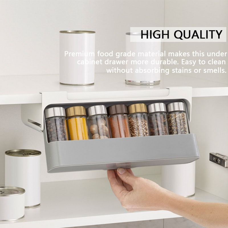 Under-Shelf Spice Organizer, Pull-Out, No Drilling Needed