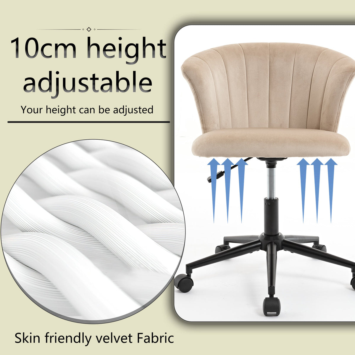 Flower Shape Velvet Swivel Desk Chair for Home Office