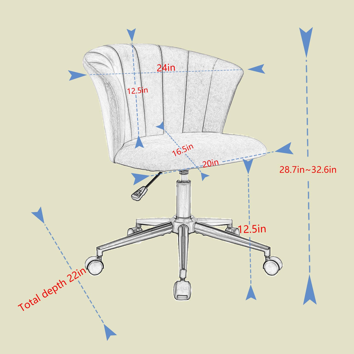 Flower Shape Velvet Swivel Desk Chair for Home Office