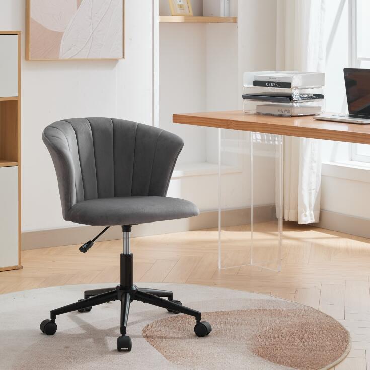 Flower Shape Velvet Swivel Desk Chair for Home Office