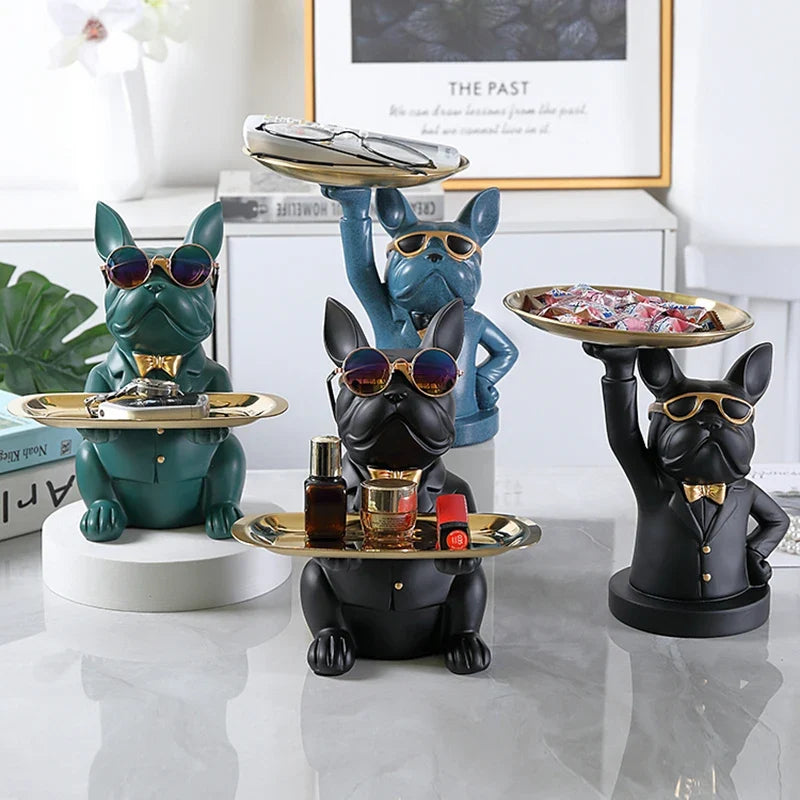 Bulldog Butler Table Tray Decor for Keys and Remotes