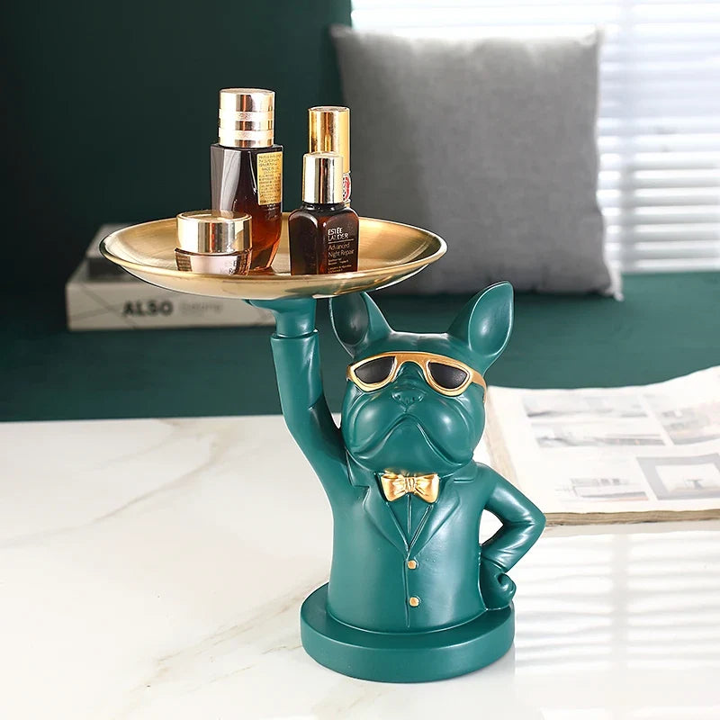 Bulldog Butler Table Tray Decor for Keys and Remotes