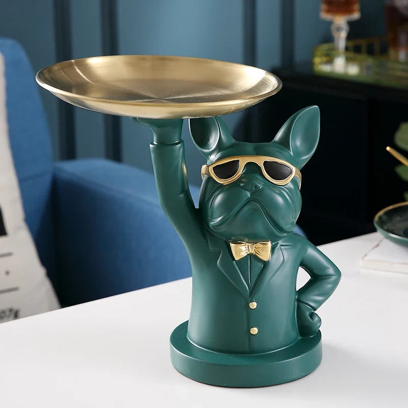 Bulldog Butler Table Tray Decor for Keys and Remotes