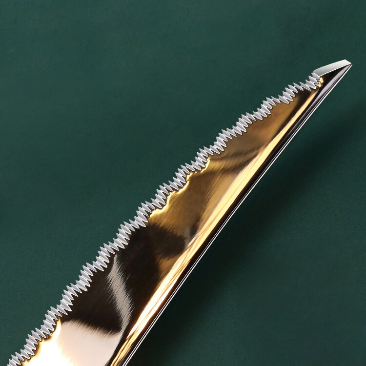 Gold Stainless Steel Cutlery Set with Serrated Steak Knives
