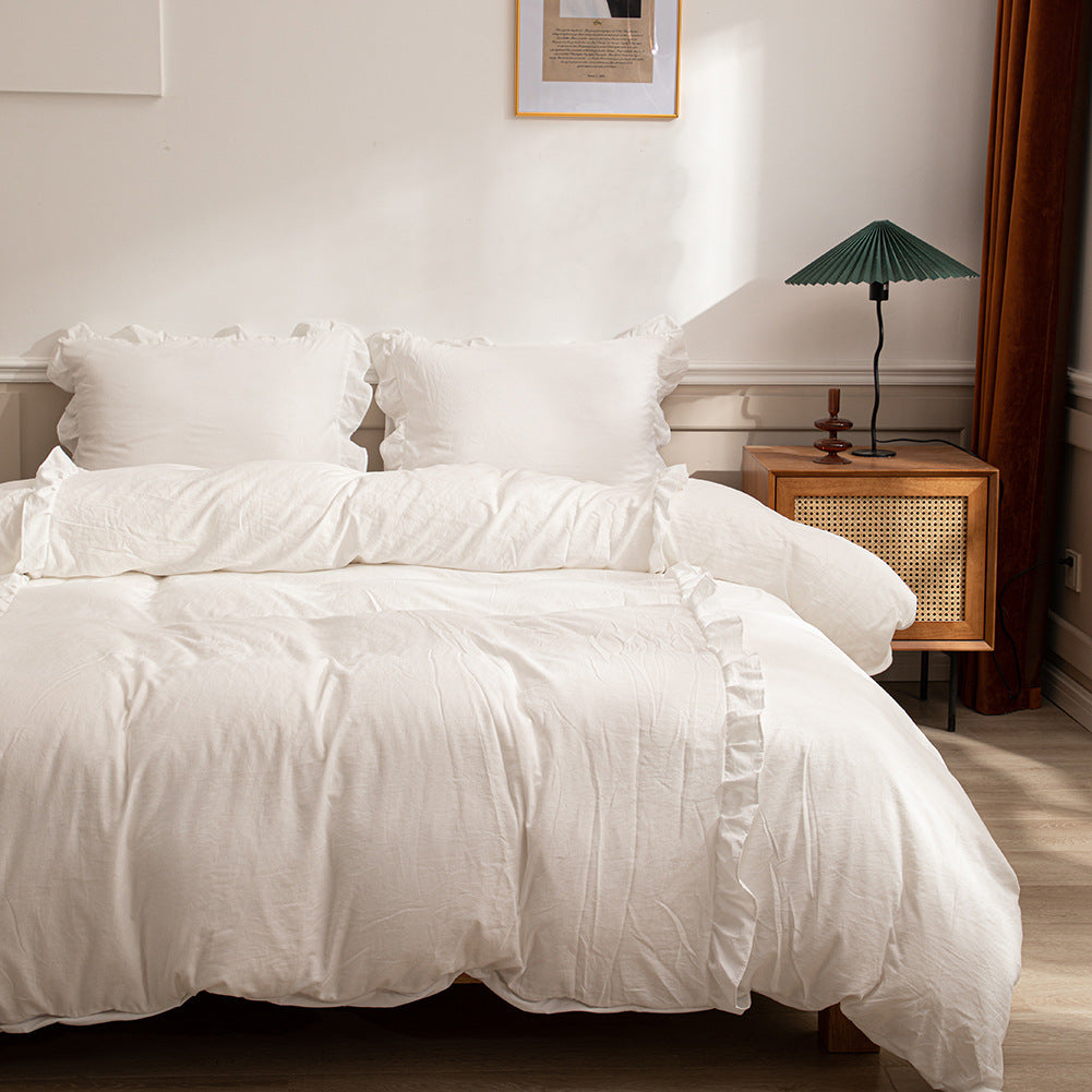 Ruffled Quilt Cover Set for a Soft Sage Bedroom Look