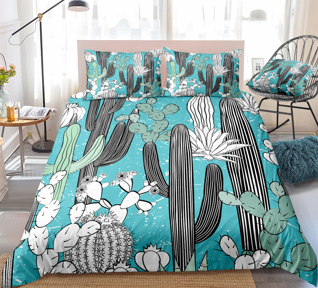Cactus Succulent Bedding Set for Colorful Bedrooms