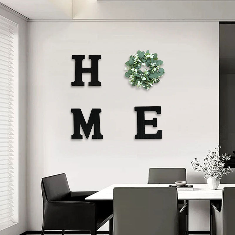 Wooden HOME Wall Decor With Botanical Wreath Accent