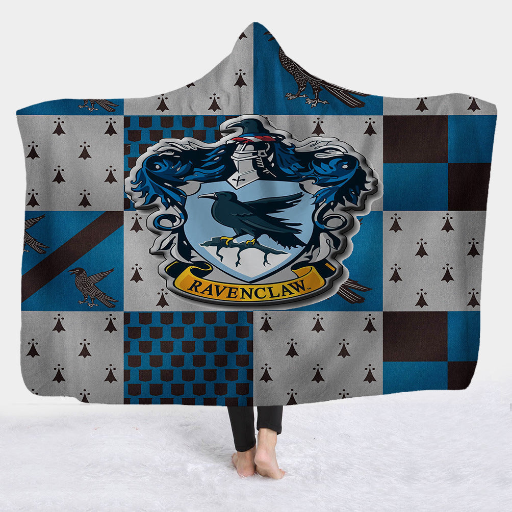Hooded Blanket with Sherpa Lining, Wearable Crest Print