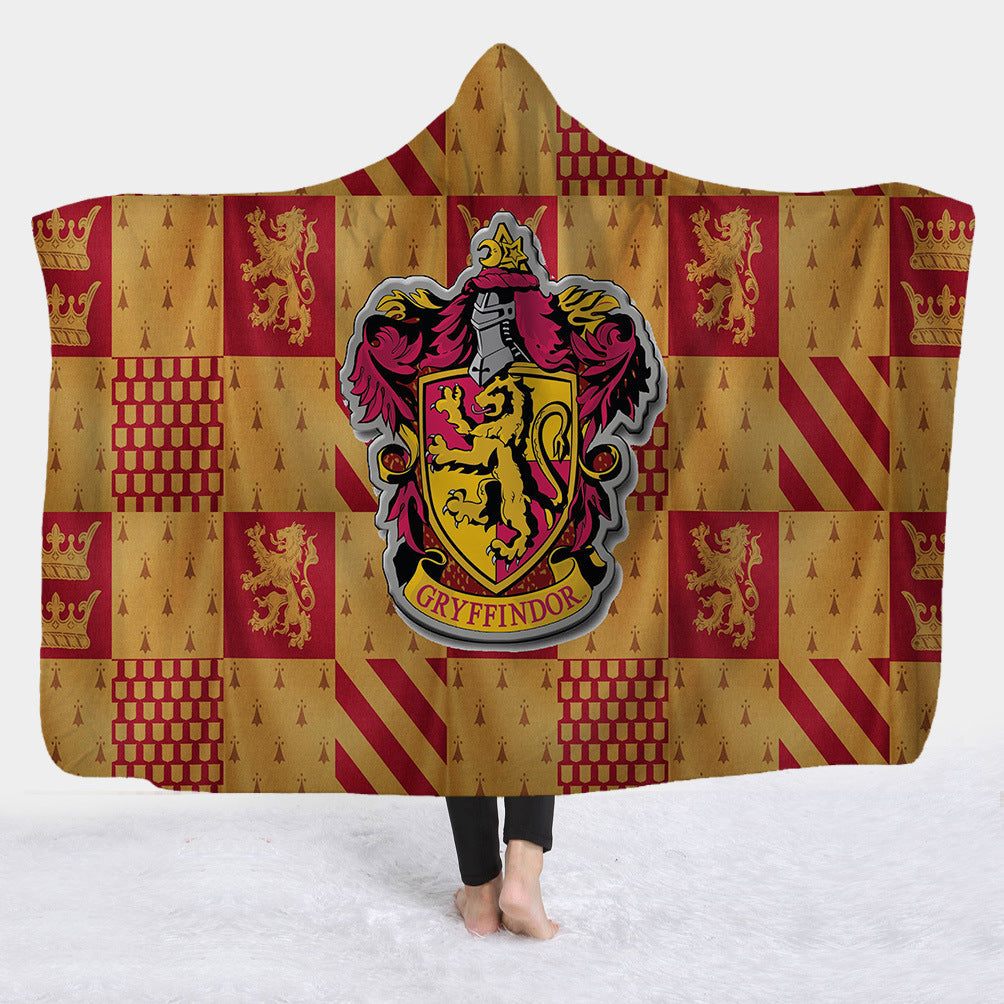 Hooded Blanket with Sherpa Lining, Wearable Crest Print
