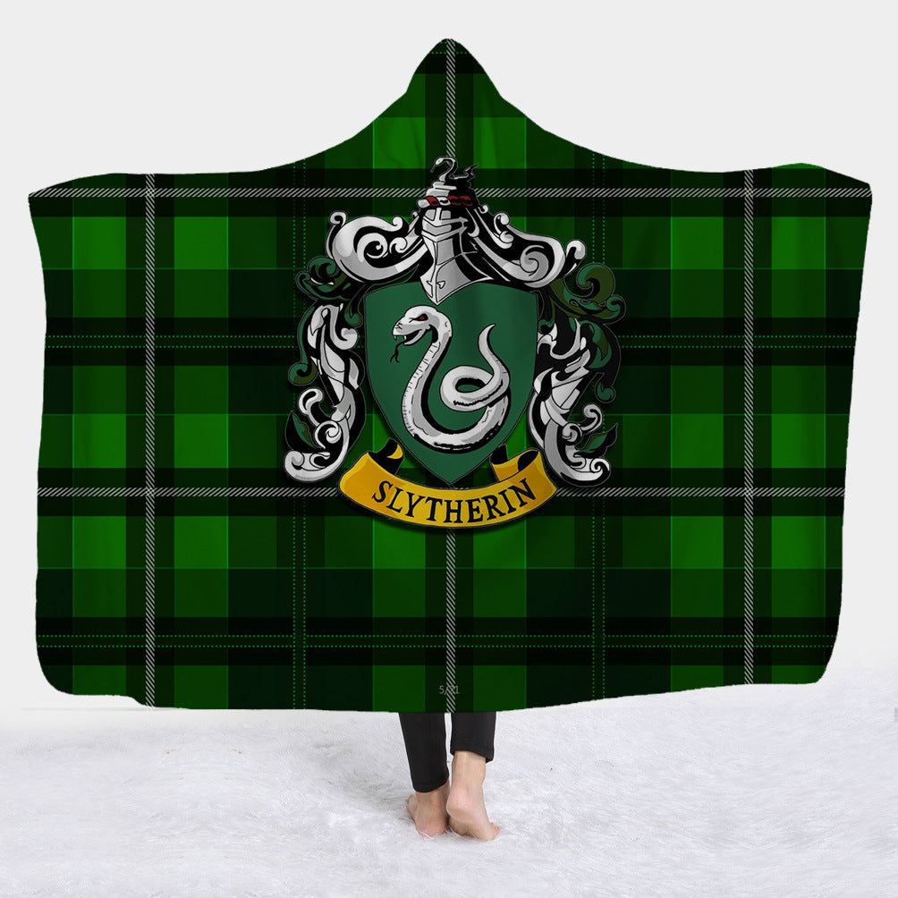 Hooded Blanket with Sherpa Lining, Wearable Crest Print