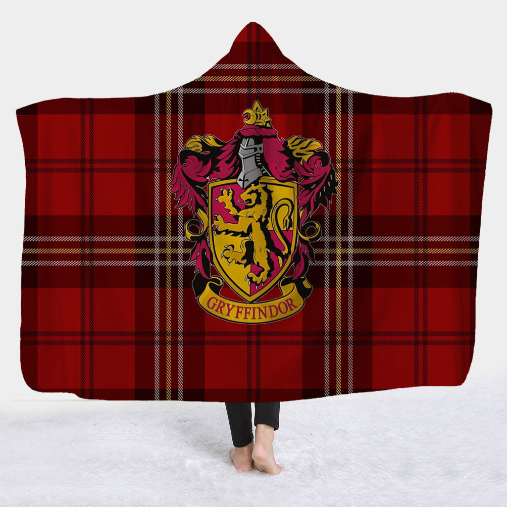 Hooded Blanket with Sherpa Lining, Wearable Crest Print