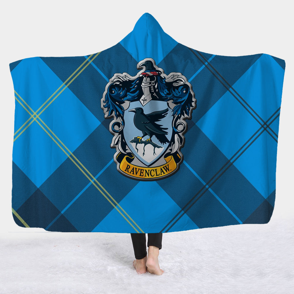 Hooded Blanket with Sherpa Lining, Wearable Crest Print