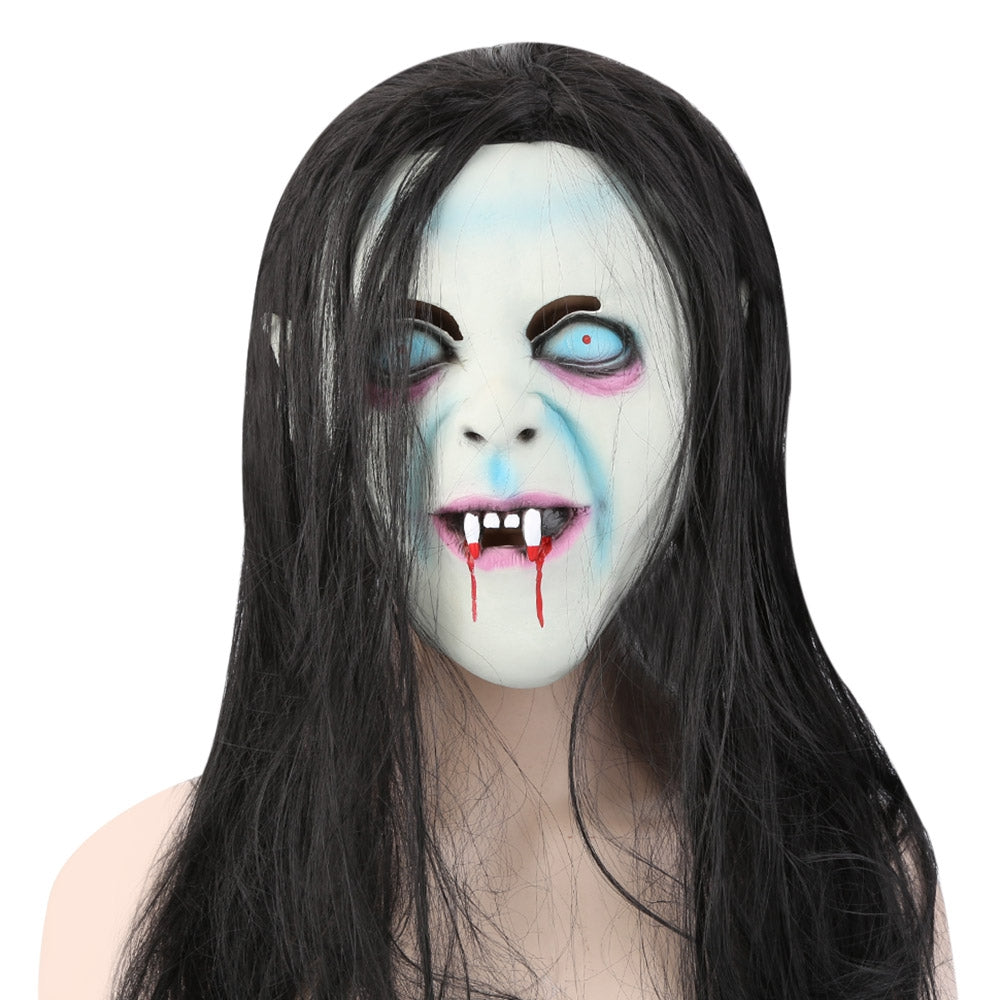 Horror Latex Mask with Wig Hair for Halloween Parties
