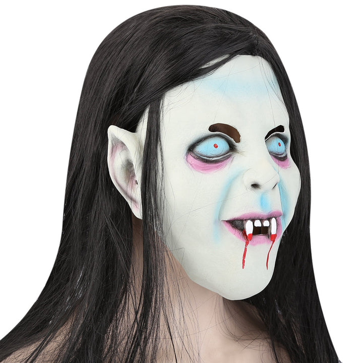 Horror Latex Mask with Wig Hair for Halloween Parties