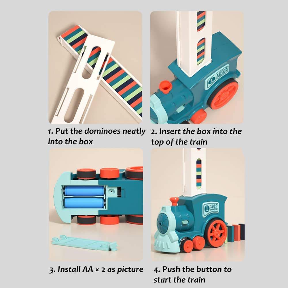Automatic Domino Train Toy for Colorful Chain Reactions