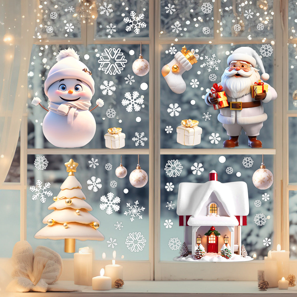 Christmas Window Stickers Static Cling Glass Decor Set