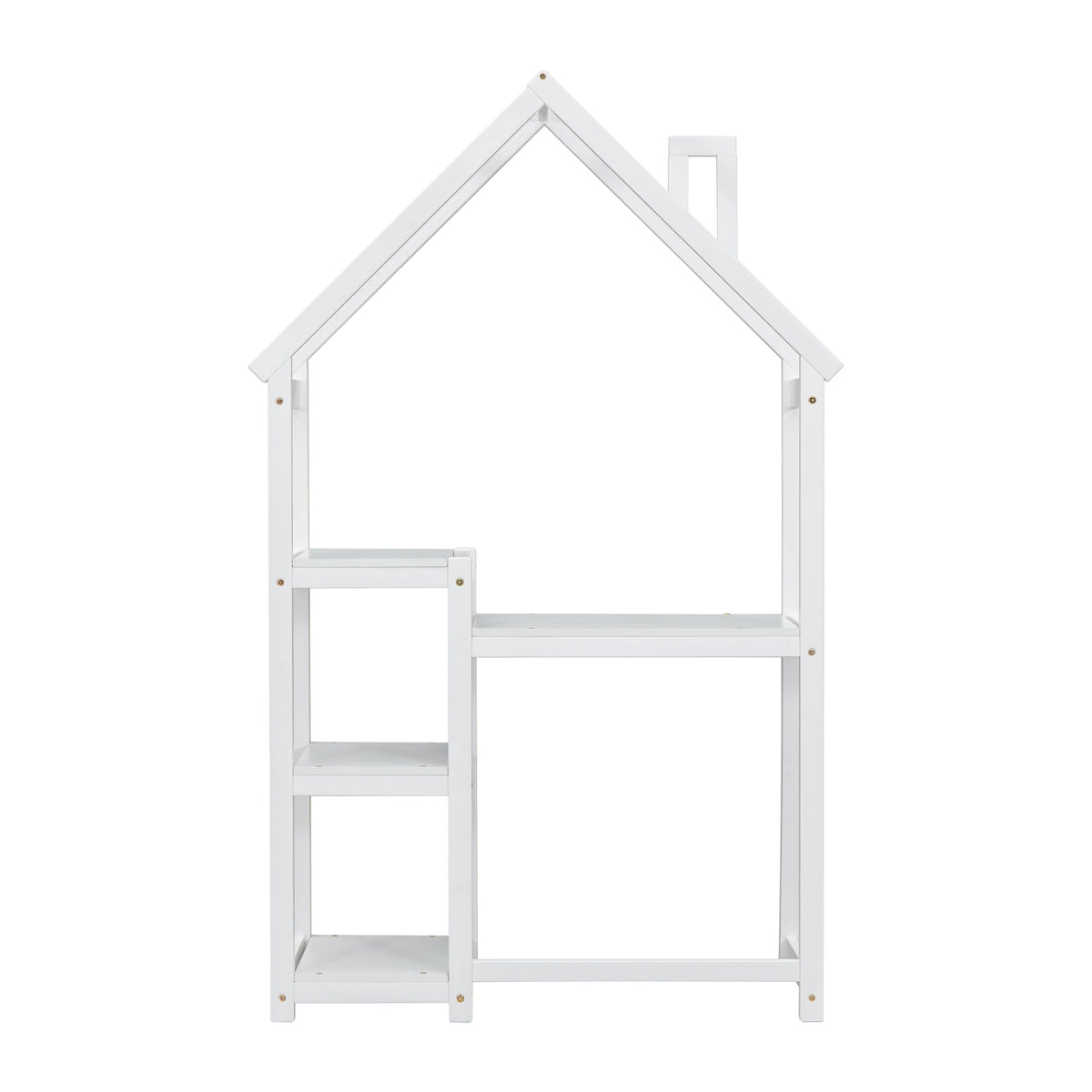 Kids House-Shaped Wooden Desk with Bookshelf Storage
