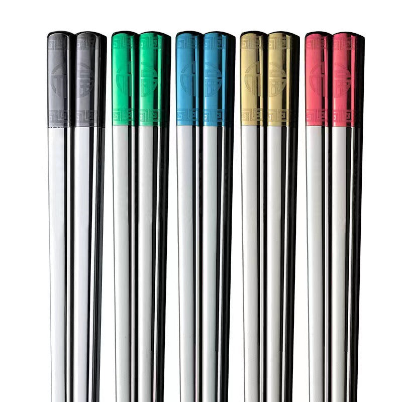 Stainless Steel Blessing Chopsticks Set of 5 Pairs