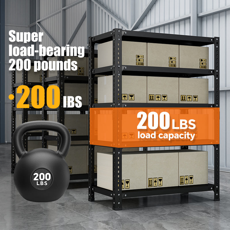 Heavy-Duty 5-Tier Steel Storage Rack, 200 lb Shelves