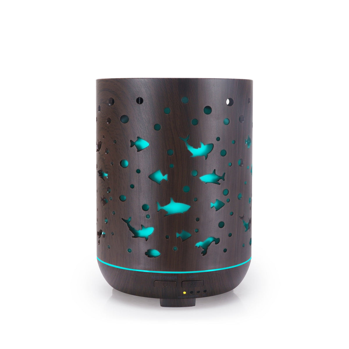 Ocean Wood Grain Aroma Diffuser with Teal Shark Glow