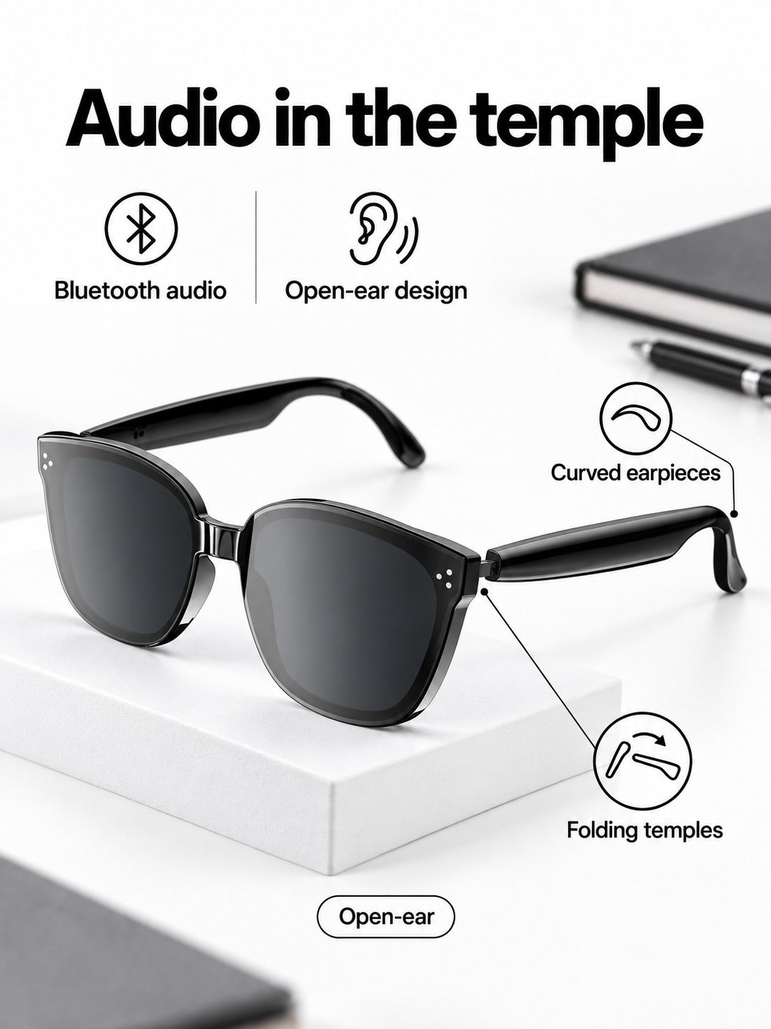 AI Translation Bluetooth Glasses with Open-Ear Audio