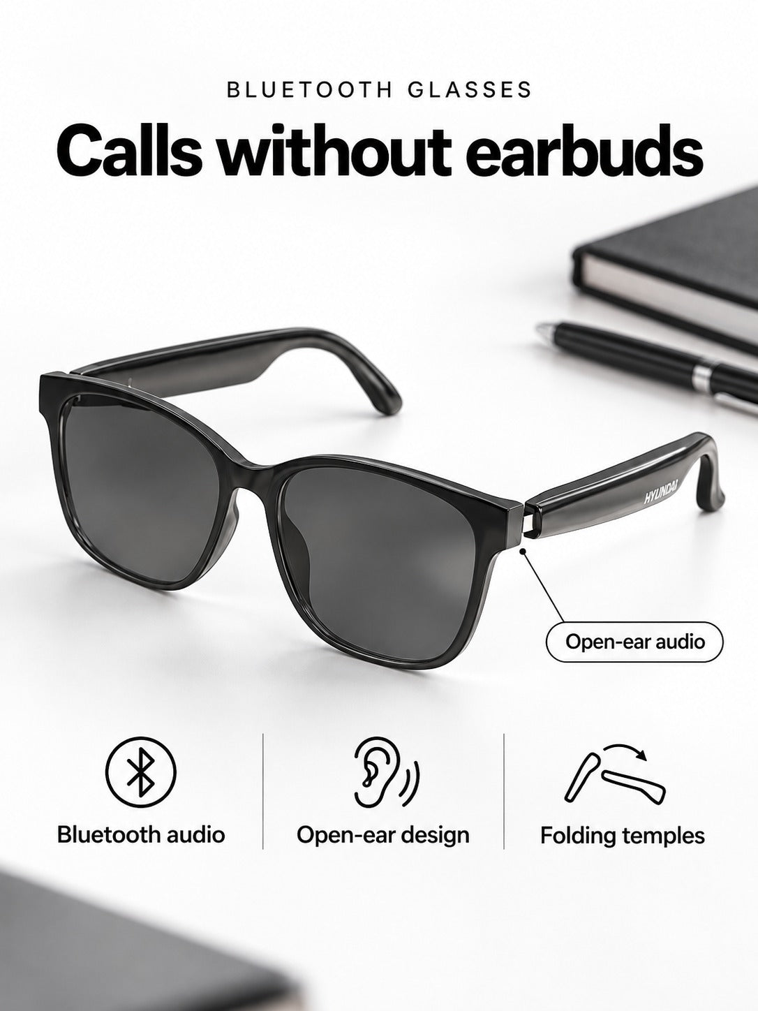 AI Translation Bluetooth Glasses with Open-Ear Audio