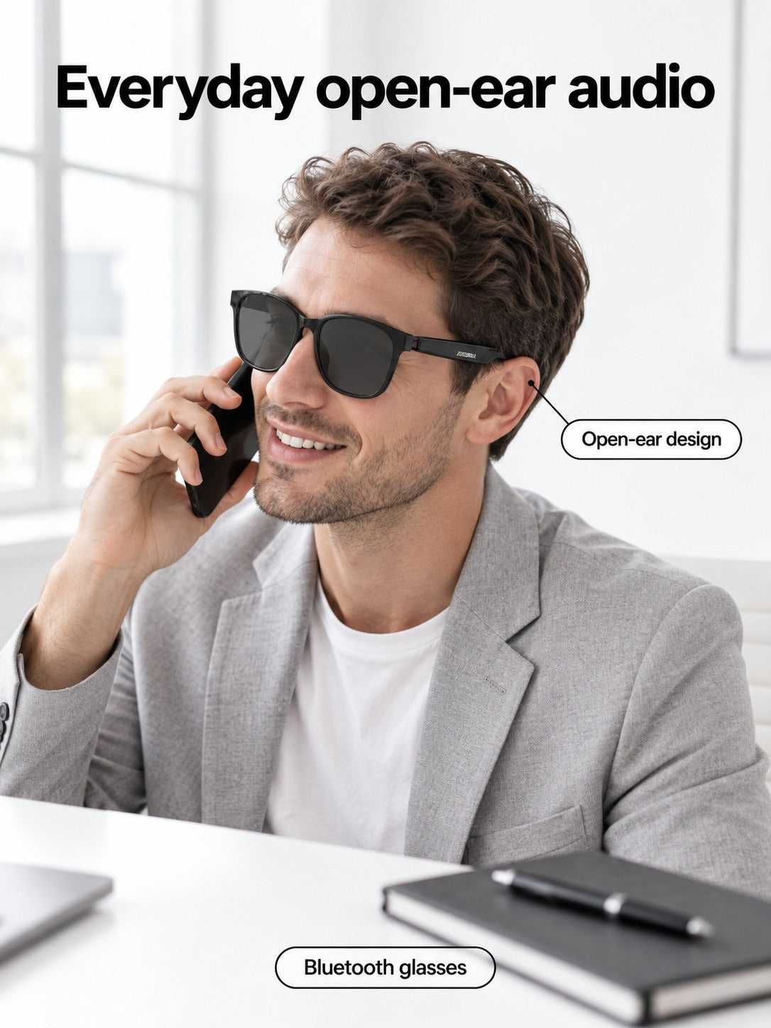 AI Translation Bluetooth Glasses with Open-Ear Audio