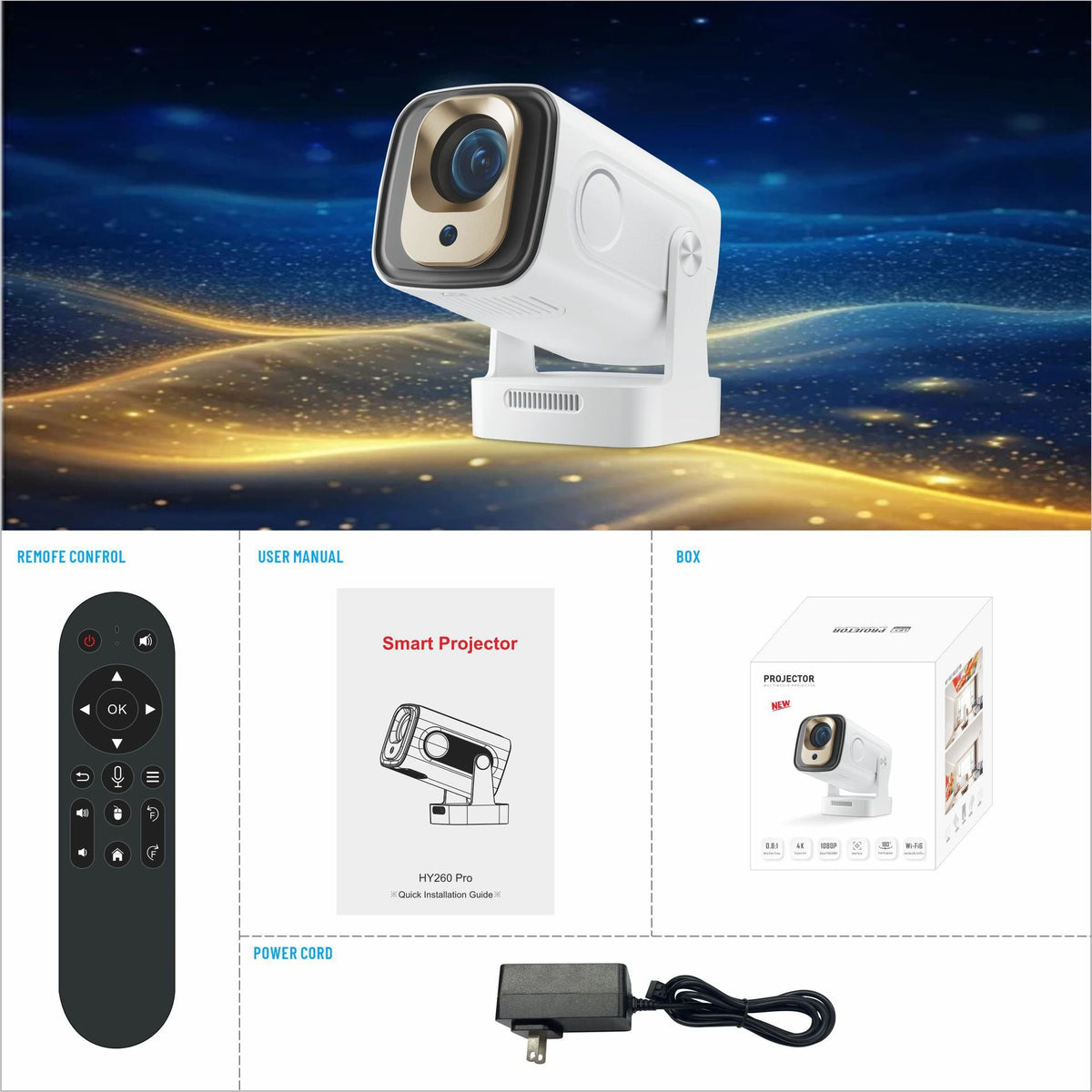 Auto Focus 1080P Smart Projector, Ultra Short Throw