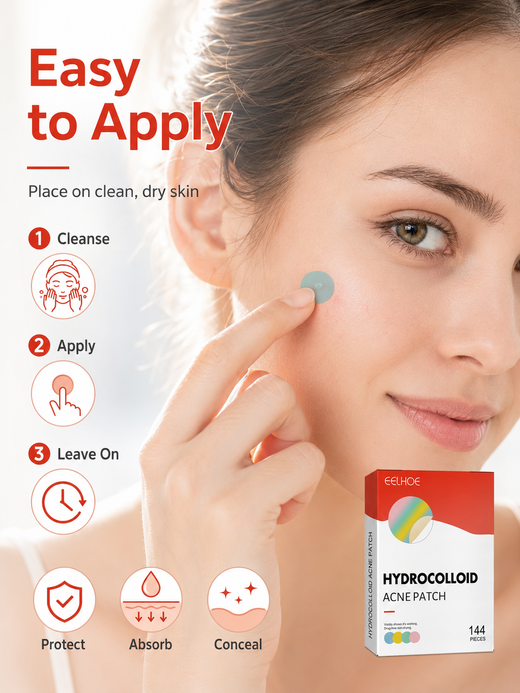 Hydrocolloid Pimple Patches — 144-Piece Set with Visible