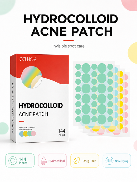 Hydrocolloid Pimple Patches — 144-Piece Set with Visible