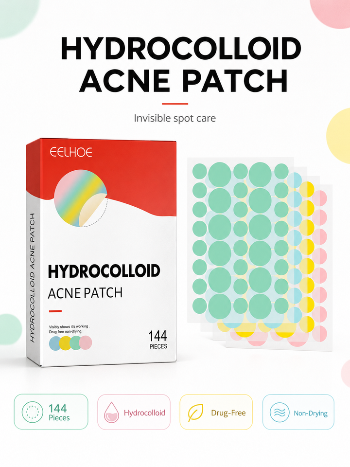 Hydrocolloid Pimple Patches — 144-Piece Set with Visible