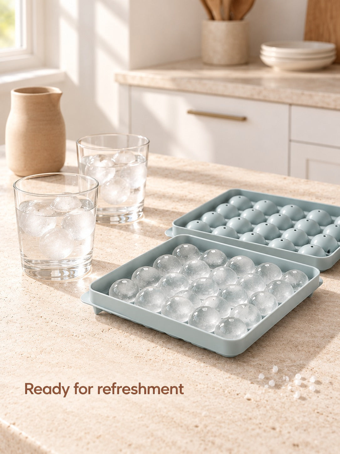 33-Ball Round Ice Mold Tray for Slow-Melt Summer Drinks
