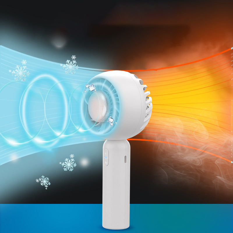 Ice Cooling Handheld Fan: Portable USB Rechargeable