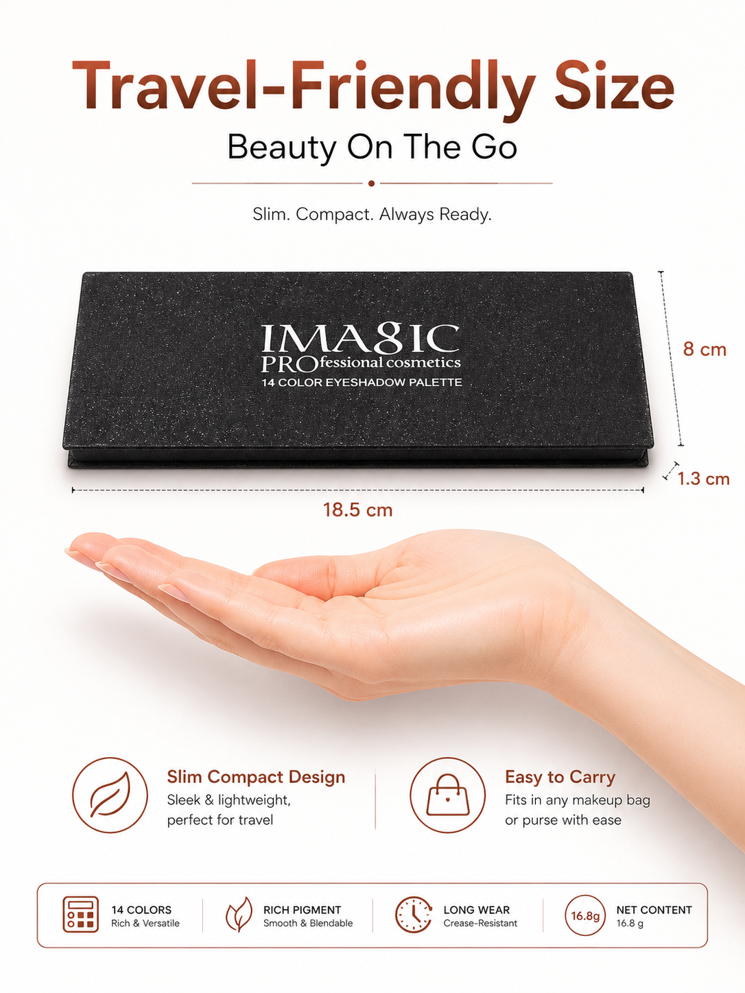 IMAGIC 14-Color Nude Matte Shimmer Eyeshadow Palette
