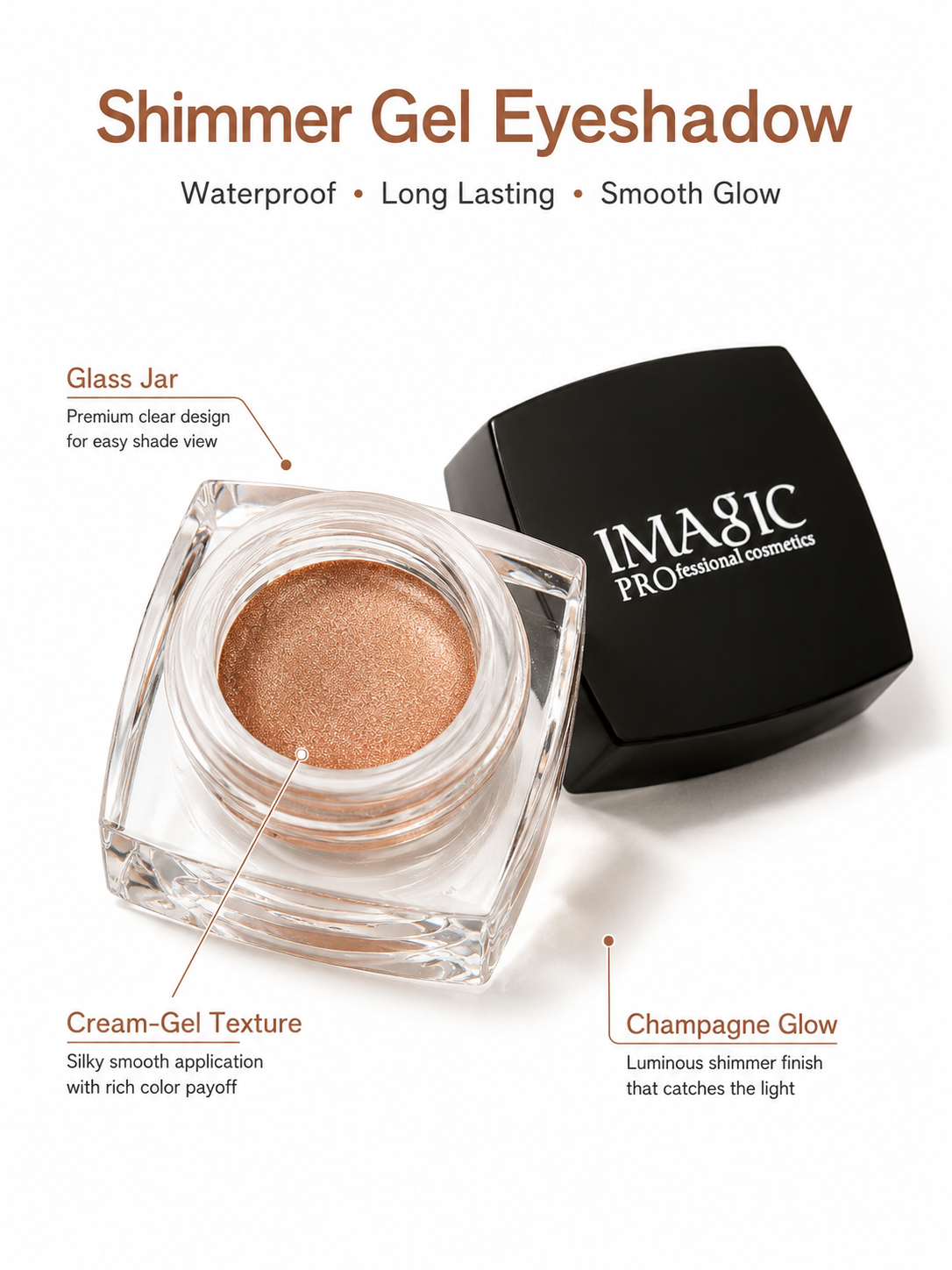 IMAGIC Gel Eyeshadow 12 Colors Waterproof Shimmer Palette
