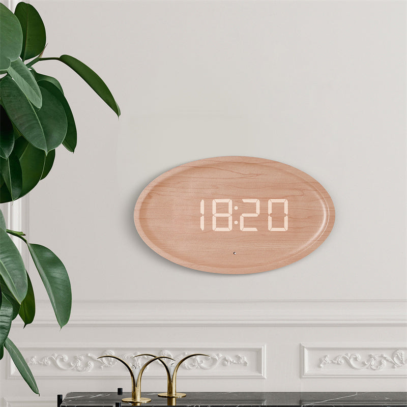 Wood-Look LED Wall Clock for Easy Roomwide Time Reading