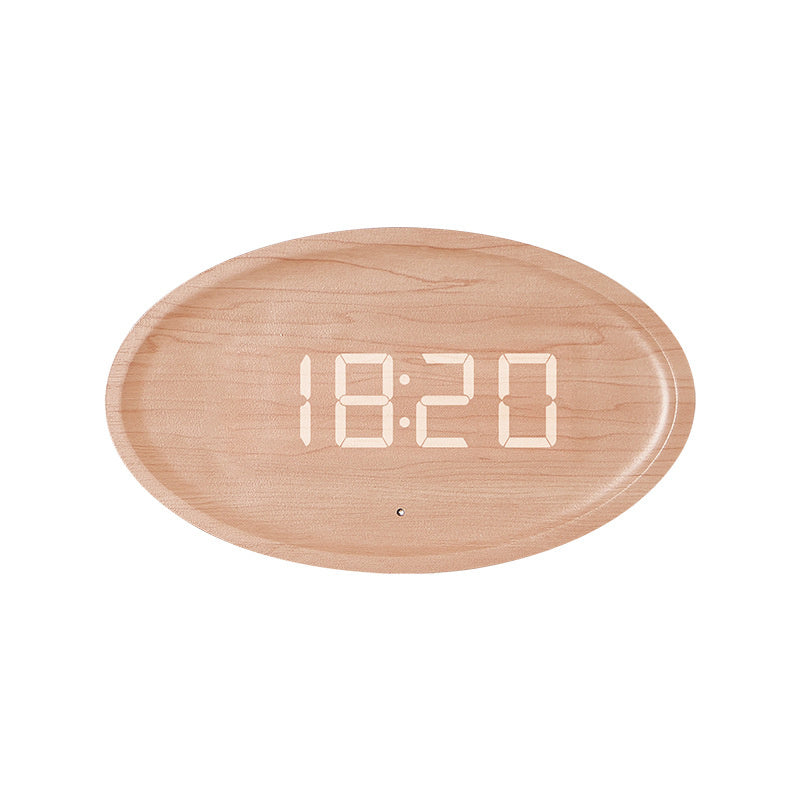 Wood-Look LED Wall Clock for Easy Roomwide Time Reading