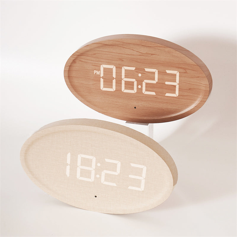 Wood-Look LED Wall Clock for Easy Roomwide Time Reading
