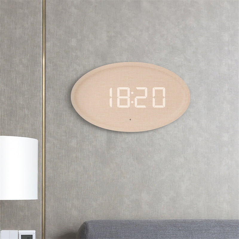 Wood-Look LED Wall Clock for Easy Roomwide Time Reading