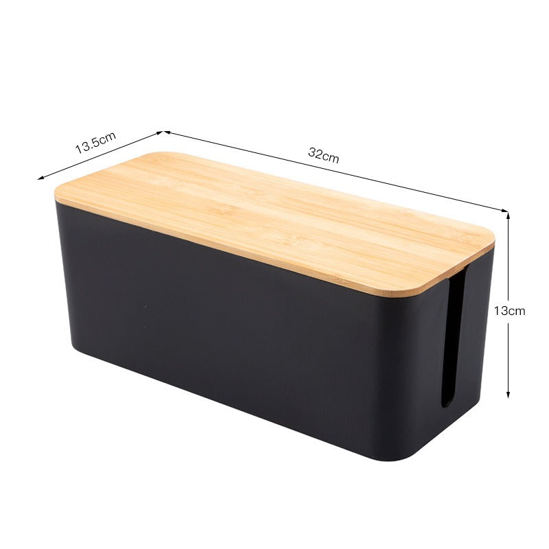 Wood Grain Cable Management Box for Desk Power Strips