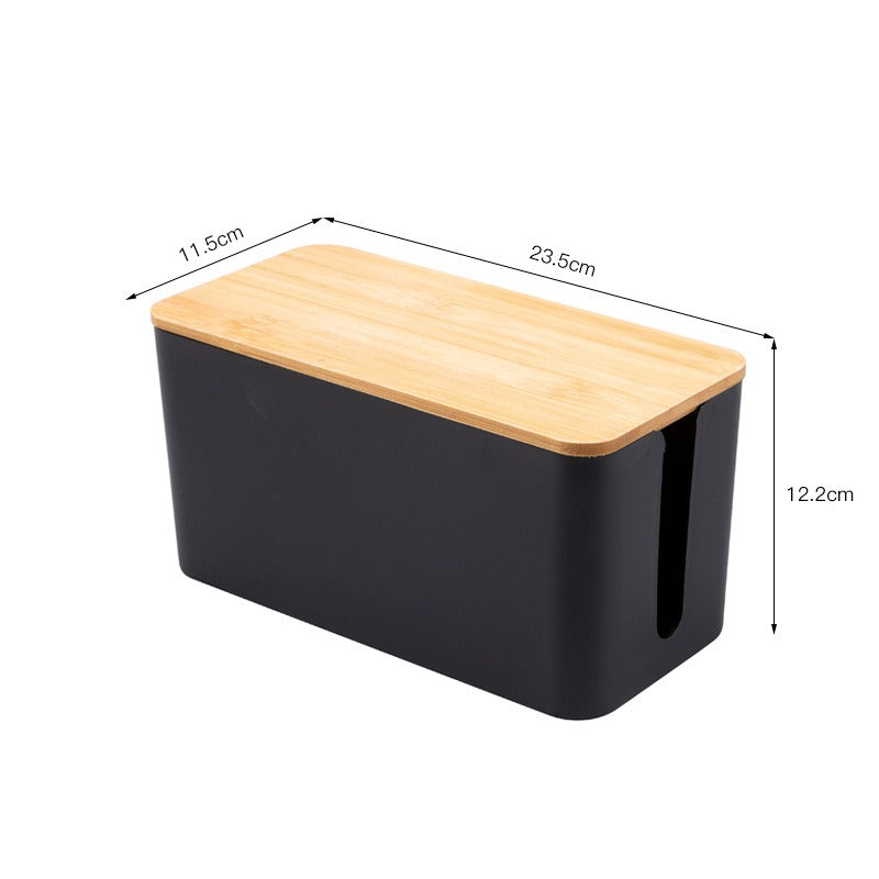Wood Grain Cable Management Box for Desk Power Strips