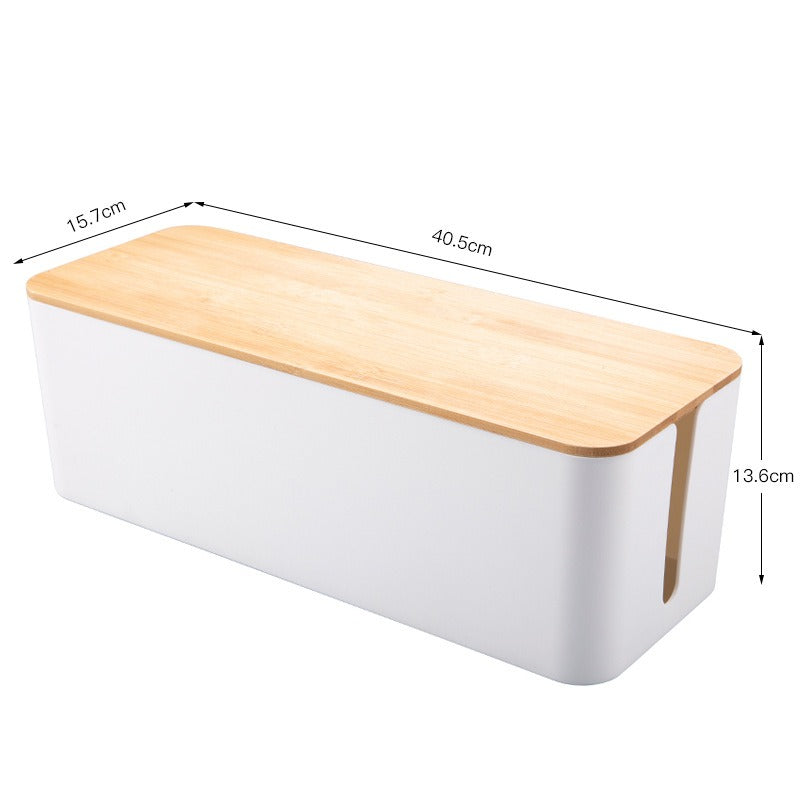 Wood Grain Cable Management Box for Desk Power Strips